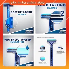 Dao Cạo Râu 2 Lưỡi Gillette Sensor Plus 2 - Thiết Kế Thông Minh, Chống Đau Rát, Chăm Sóc Da Nam