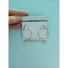 Bông / khuyên tai bạc mạ vàng 18k đính đá Argento Vivo 389401