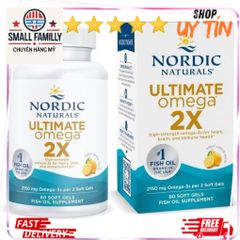 Viên Uống Bổ Sung Omega-3 Ultimate Omega 2X Nordic Naturals - Hỗ Trợ Tim Mạch, Não Bộ, Xương Khớp, Vitamin D3, Hương Chanh