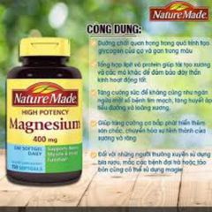 Viên uống bổ sung Magie Nature Made Magnesium Citrate 250mg 180 viên - Hỗ trợ sức khỏe xương và tâm trạng, giảm stress và lo âu