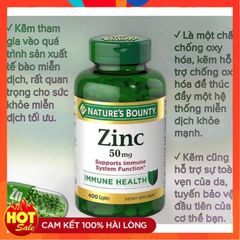 Viên Uống Bổ Sung Kẽm Nature's Bounty 50mg 400 Viên - Tăng Cường Miễn Dịch, Chống Oxy Hóa, Hỗ Trợ Sức Khỏe Nam Giới