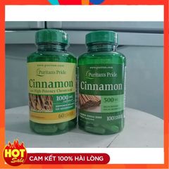 Viên bổ trợ giảm đường huyết Puritan's Pride Cinnamon 500mg - Hỗ trợ tiểu đường, tăng cường sức khỏe insulin, chống oxy hóa