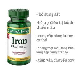 [Date 03/27] Viên uống Sắt Iron 28mg - 65mg Nature's Bounty - Small Family