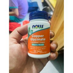 NOW Copper Glycinate 3mg - Khoáng Chất Đồng Hỗ Trợ Sức Khỏe Xương Khớp & Cấu Trúc Cơ Thể - Hỗ Trợ Hấp Thụ Sắt Và Năng Lượng
