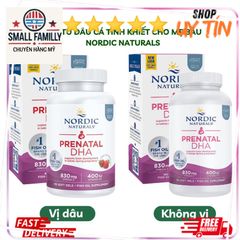 DHA cho bà bầu Nordic Prenatal - Tăng cường trí não trẻ sơ sinh, cải thiện thị lực, hỗ trợ sức khỏe mẹ bầu vị dâu SmallFamily 60 viên