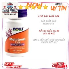 Viên uống hỗ trợ ngủ ngon NOW Melatonn 3mg - Giúp cải thiện giấc ngủ, giảm căng thẳng, 60 viên cho giấc ngủ sâu và tự nhiên