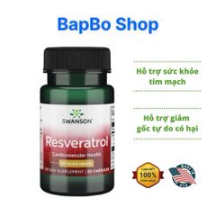 Viên Uống Resveratrol 100mg - Hỗ Trợ Tim Mạch, Chống LHóa, Bảo Vệ Tế Bào - 30 Viên Hỗ Trợ Sức Khỏe Tối Ưu