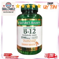 Viên bổ sung Vitamin B12 Nature's Bounty 2500mcg - Hỗ Trợ Hệ Thần Kinh, Tăng Cường Sức Khỏe Da, 75 Viên Hàng Chính Hãng Mỹ