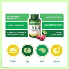 Viên bổ sung Vitamin B12 Nature's Bounty 2500mcg - Hỗ Trợ Hệ Thần Kinh, Tăng Cường Sức Khỏe Da, 75 Viên Hàng Chính Hãng Mỹ