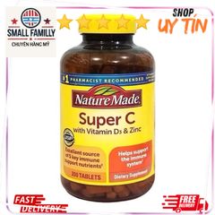 Viên uống Nature Made Super C Vitamin D3 & Zinc 200 viên - Hỗ trợ miễn dịch và sức khỏe tổng thể