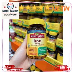 Viên Uống Bổ Máu Bổ Sung Sắt Iron Nature Made 65mg - Giải Pháp Tăng Cường Sức Khỏe Cho Phụ Nữ Mang Thai và Người Mệt Mỏi