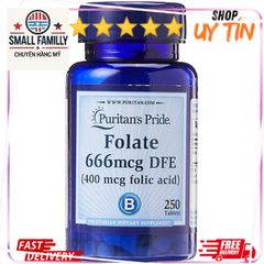 Viên Bổ Sung Folic Acid 400 mcg Puritan’s Pride - Giảm Thiếu Máu, Hỗ Trợ Tim Mạch, 250 Viên