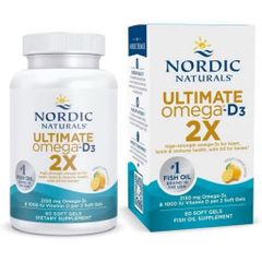 Viên Uống Bổ Sung Omega-3 Nordic Naturals Ultimate Omega 2X - Hỗ Trợ Tim Mạch, Não Bộ, Xương Khớp - Vị Chanh Tươi Mát, Dễ Uống