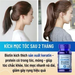 Viên uống Biotin Puritan's Pride 10000 mcg - Giảm rụng tóc, kích mọc tóc nhanh và đẹp, chăm sóc tóc khỏe mạnh