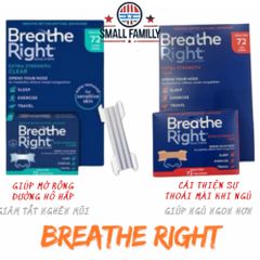 Miếng Dán Chống Ngáy Breathe Right 72 Miếng - Giúp Ngủ Ngon Hơn, Giảm Nghẹt Mũi, Dành Cho Da Nhạy Cảm và Thường