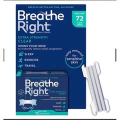 Miếng Dán Chống Ngáy Breathe Right 72 Miếng - Giúp Ngủ Ngon Hơn, Giảm Nghẹt Mũi, Dành Cho Da Nhạy Cảm và Thường