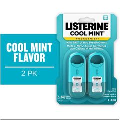 Xịt thơm miệng Listerine Pocket Mist - Bạc Hà & Trà Xanh - Gói 2 x 7.7ml - Diệt Vi Khuẩn, Hơi Thở Thơm Mát Tức Thì, Nhỏ Gọn, Tiện Dụng