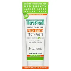 Kem đánh răng TheraBreath 113.5g - Chăm sóc Răng miệng, Hơi thở thơm mát không Fluoride, Công thức nha sĩ, Hỗ trợ làm trắng răng