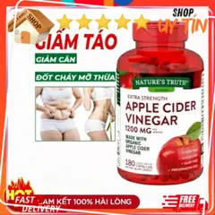 Viên / Kẹo giảm cân giấm táo, mỡ thừa Apple Cider Vinegar 1200mg 180 viên