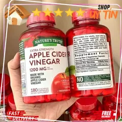 Viên / Kẹo giảm cân giấm táo, mỡ thừa Apple Cider Vinegar 1200mg 180 viên
