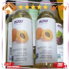 Dầu Mơ Apricot 100% Dưỡng Ẩm Da, Tóc Chống Lão Hóa - NOW FOODS 118ml Giải Pháp Cho Da Khô, Tóc Giòn