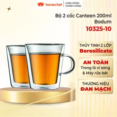 Bộ 2 Cốc Thủy Tinh Giữ Nhiệt 2 Lớp Bodum Canteen 200ml - Thủy Tinh Borosilicate Cao Cấp, An Toàn, Thiết Kế Sang Trọng