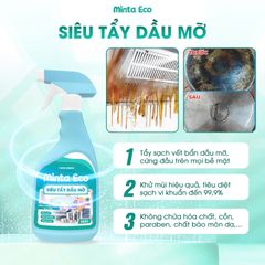 Siêu Tẩy Dầu Mỡ Minta Eco 500g - Tẩy Sạch Vết Bẩn Cứng Đầu, Khử Mùi, Diệt Khuẩn An Toàn Cho Da Tay, Hóa Chất Thiên Nhiên