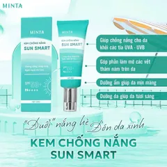 Kem Chống Nắng Minta Sun Smart 50g - SPF50+ PA++++, Chống Nắng Tia UV, Nâng Tông Da, Dưỡng Ẩm, Không Trôi Nước, Dành Cho Da Nhạy Cảm