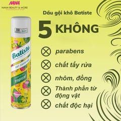 Dầu Gội Khô Batiste 200ML - Phục Hồi Tóc Khô, Phồng Tóc, Cấp Ẩm, Hương Thơm Tự Nhiên - Made in UK