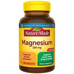 Viên uống Magnesium Nature Made 250mg 200 viên - Hỗ trợ thư giãn cơ, sức khỏe tim mạch, người hay mệt mỏi, người tập gym