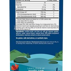 Dầu Gan Cá Tuyết Bắc Cực Nordic Naturals - Viên Uống 180 Viên Hỗ Trợ Tim Mạch và Miễn Dịch, Vị Chanh Ngon