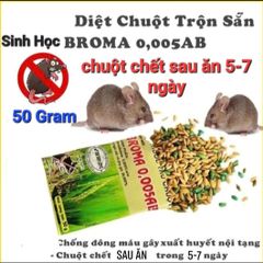 100 Gói Thóc Chuột Sinh Học Broma Trộn Sẵn 50g – Diệt Chuột An Toàn, Hiệu Quả, Dùng Để Kiểm Soát Chuột Tại Nhà