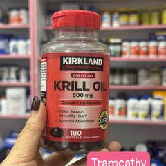 Viên uống Kirkland Signature Krill Oil 500mg - 180 viên Dầu nhuyễn thể Omega-3 và Astaxanthin hỗ trợ sức khỏe tim mạch và trí não