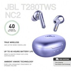 Tai Nghe Bluetooth JBL T280 TWS NC2 - Chống Ồn Chủ Động ANC, Waterproof, True Wireless - Âm Thanh Chất Lượng Cao, Hàng Chính Hãng