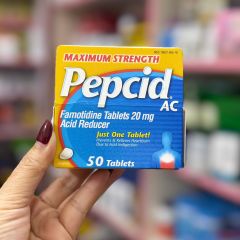 Viên uống Pepcid AC Maximum Strength 20mg 50 viên - Hỗ trợ giảm axit dạ dày, ợ nóng, trào ngược nhanh chóng và hiệu quả