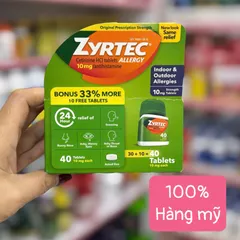 90 Viên uống giảm dị ứng Zýrtec Allergy 10mg – Hiệu quả 24 giờ cho hắt hơi, sổ mũi, ngứa mắt, phù hợp cho người bị dị ứng bụi, phấn hoa