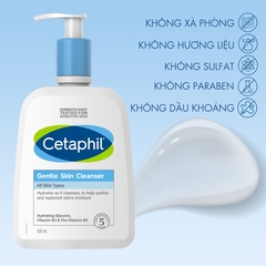 Sữa Rửa Mặt Dịu Nhẹ Cetaphil Gentle Skin Cleanser 500ml Cho Da Nhạy Cảm - Nhập Khẩu Chính Hãng, Không Kích Ứng, An Toàn Cho Da