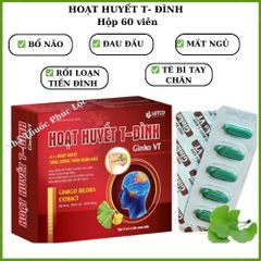 Viên uống Hoạt Huyết T-Đình 60 viên - Tăng cường tuần hoàn não, cải thiện trí nhớ, giảm đau đầu và hoa mắt cho người lớn tuổi