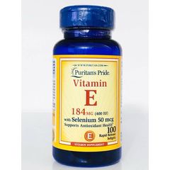 [ Date 2027]Viên uống VITAMIN E 184MG 400 IU WITH SELENIUM 50MCG PURITAN'S PRIDE 100 VIÊN- Shop Songvy