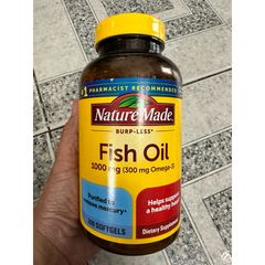 Dầu cá Nature Made Fish Oil 1000mg (300mg Omega-3) 200 viên hỗ trợ sáng mắt, tim mạch, huyết áp trí não