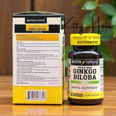 Viên Uống Bổ Não Mason Natural Ginkgo Biloba 60 Viên - Hỗ Trợ Tăng Cường Trí Nhớ và Tuần Hoàn Máu Não