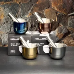 Cối Chày Inox mini Keller - Bộ Dụng Cụ Nhà Bếp Tiện Lợi, Đẹp Mắt, Chống Dính, Dễ Vệ Sinh, Bền Bỉ, Siêu Trendy