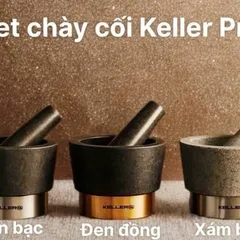 Cối Chày Granite Keller Pro - Dụng Cụ Nhà Bếp Sang Trọng, Chất Liệu Tự Nhiên, An Toàn, Thiết Kế Tinh Tế, Đen Bạc/Đen Đồng/Xám Bạc