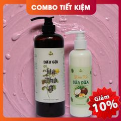Combo Dầu Gội Hà Thủ Ô & Dầu Xả Sữa Dừa Lam Mộc - Chăm Sóc Tóc Tự Nhiên, Giảm Gãy Rụng, An Toàn, Không Silicone, Phục Hồi Tóc Hư Tổn