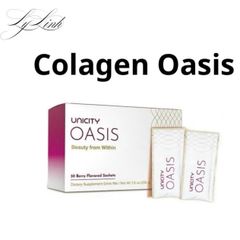 Bột Collagen và Vitamin C Unicity Oasis - Hỗ trợ dưỡng ẩm và làm đẹp da, Hộp 30 gói, Giúp da săn chắc và tươi sáng.