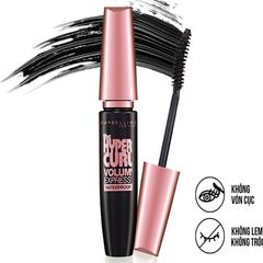 Mascara Maybelline Hyper Curl 9.2ml - Làm Dài, Cong Mi Bền Lâu, Không Lem, Dành Cho Mi Mỏng, Mang Đến Độ Dày Gấp 3 Lần