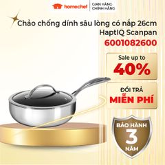 Chảo chống dính sâu lòng Scanpan HaptiQ 26cm có nắp - Dụng cụ nấu ăn bếp từ, bảo hành 3 năm, hàng chính hãng, cao cấp từ Đan Mạch