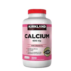 Viên uống bổ sung canxi Kirkland Signature 600mg + D3 - Bổ sung vitamin D cho xương chắc khỏe, 500 viên, sản phẩm chính hãng