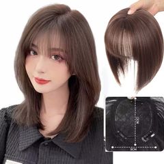 Tóc Giả Nâu Đậm - Tóc Mái Che Hối Kẹp Tóc Nữ - Sợi Tổng Hợp, Chiều Dài 25cm/30cm/35cm, Phong Cách Thời Trang Nữ