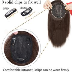 Tóc Giả Nâu Đậm - Tóc Mái Che Hối Kẹp Tóc Nữ - Sợi Tổng Hợp, Chiều Dài 25cm/30cm/35cm, Phong Cách Thời Trang Nữ